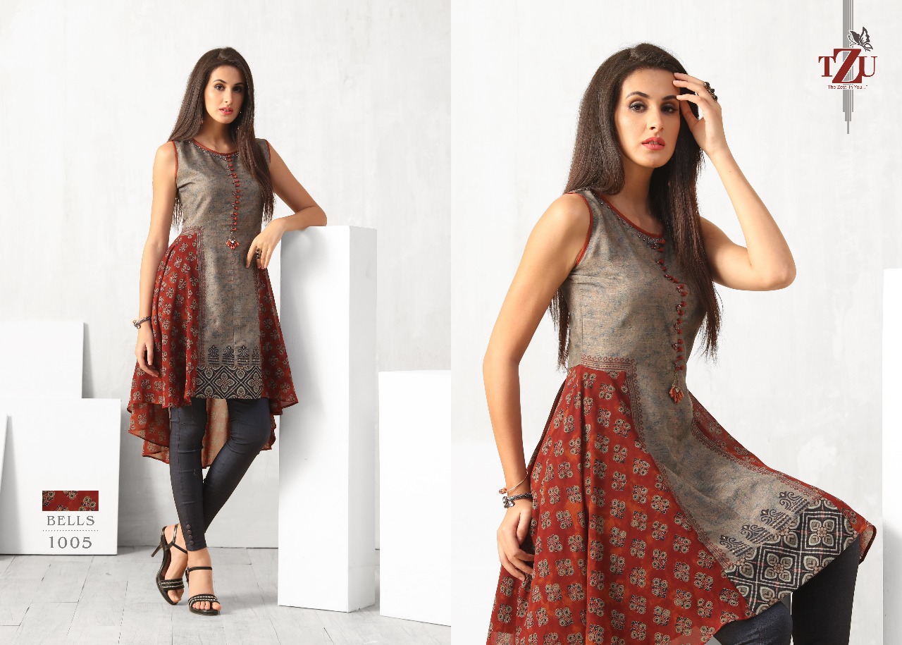 tzu bells georgette  catchy look long kurti catalog