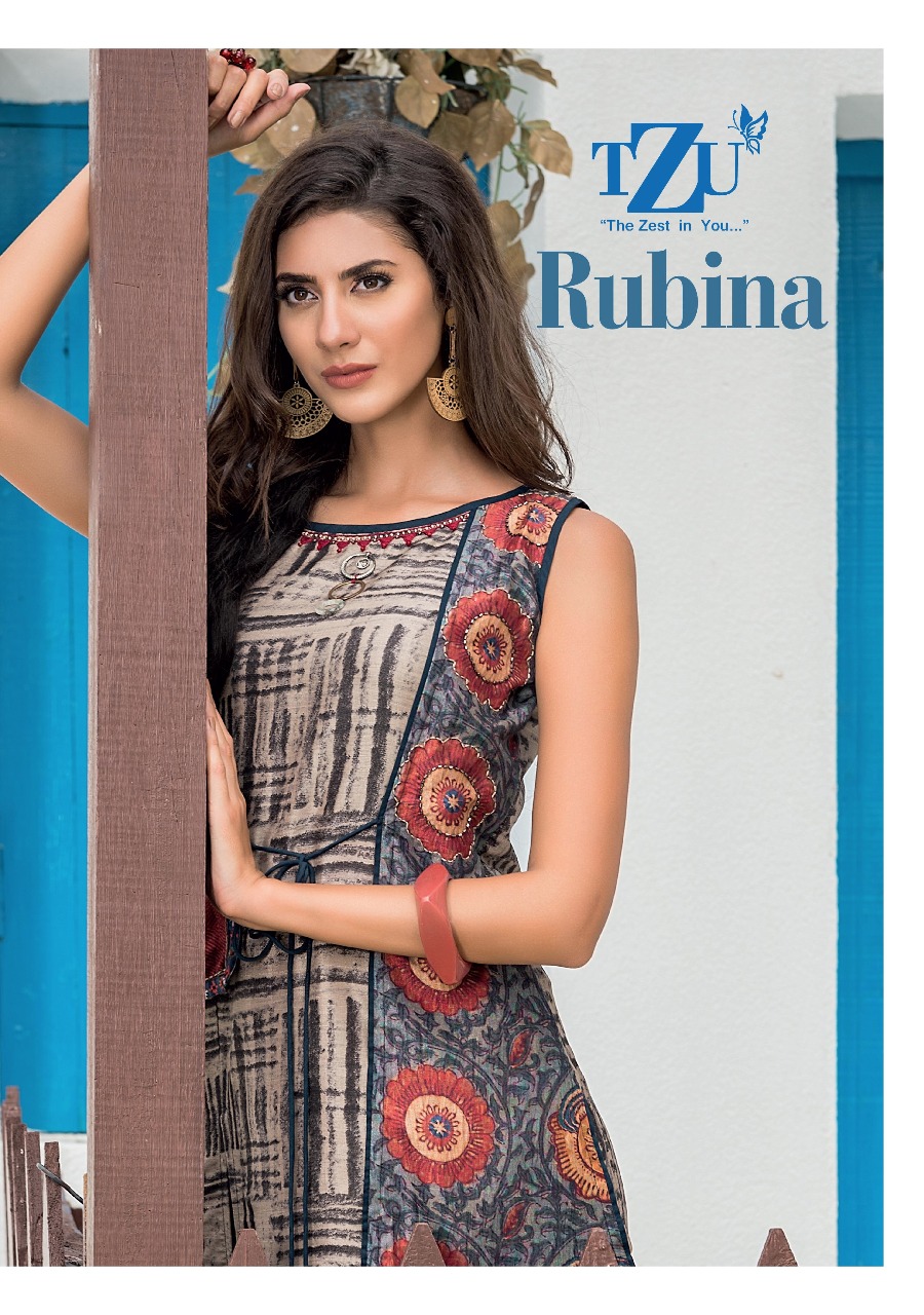 tzu rubina silk catchy look long kurti catalog