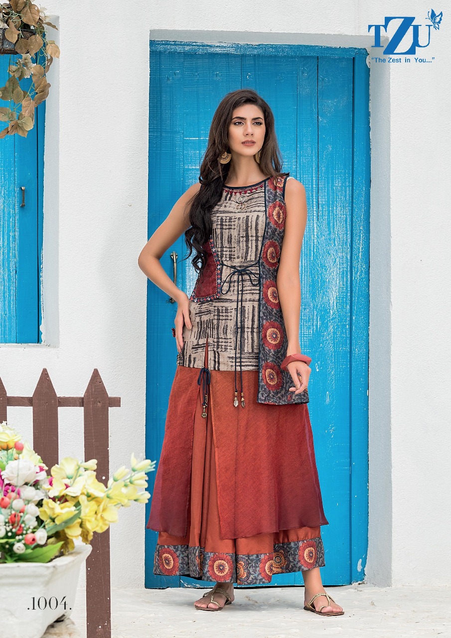 tzu rubina silk catchy look long kurti catalog