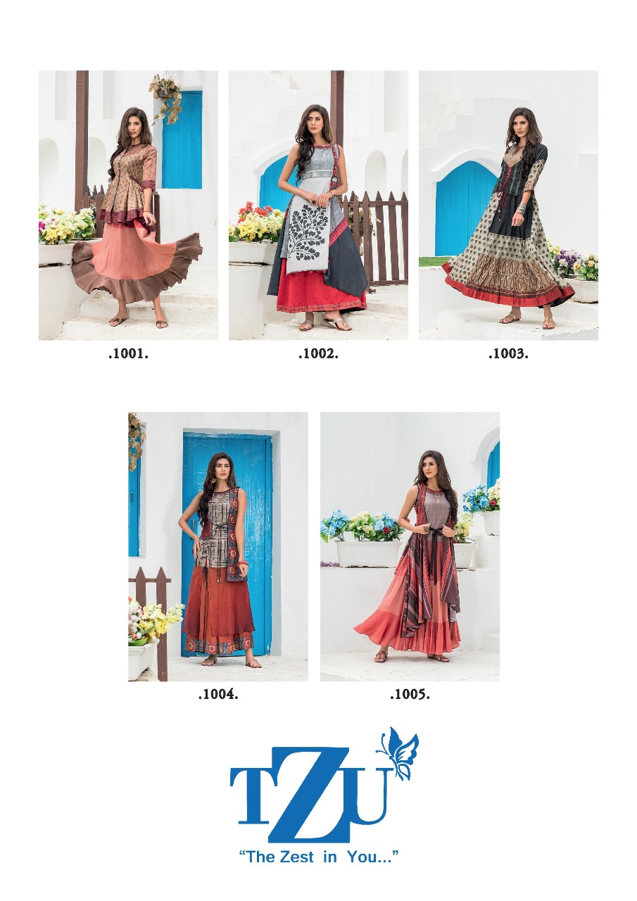 tzu rubina silk catchy look long kurti catalog