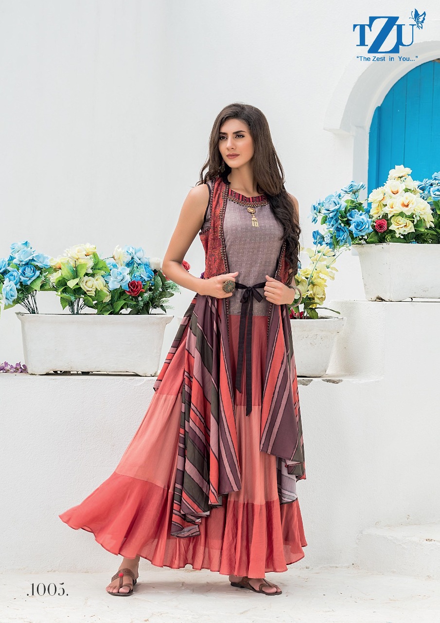 tzu rubina silk catchy look long kurti catalog