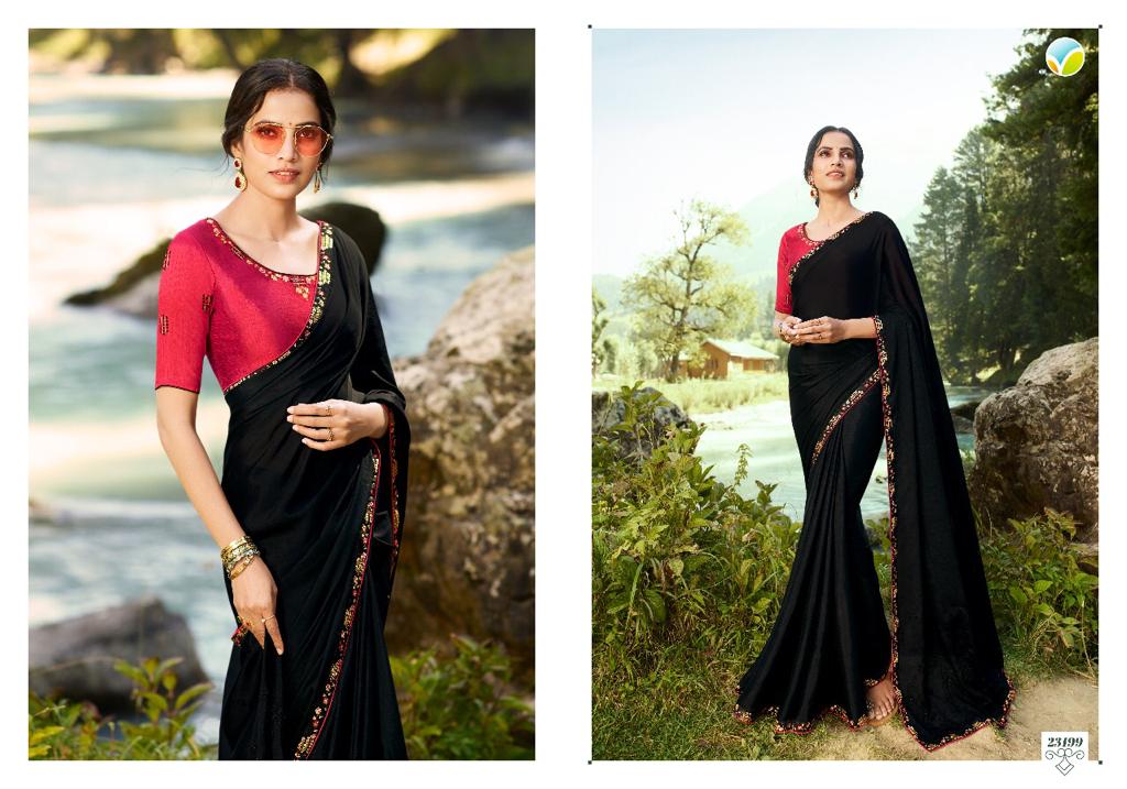 vinay fashion sheesha saffron chiffon grandeur look saree catalog