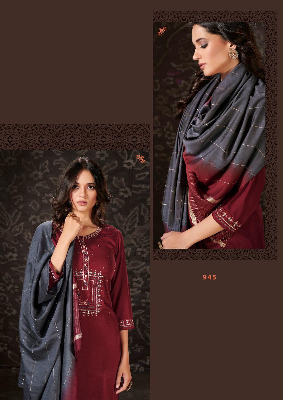 vink harmony viscose silk new and modern style kurti plazzo with jacquard dupatta catalog