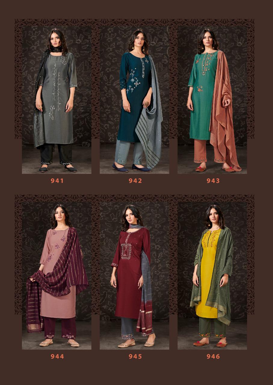 vink harmony viscose silk new and modern style kurti plazzo with jacquard dupatta catalog