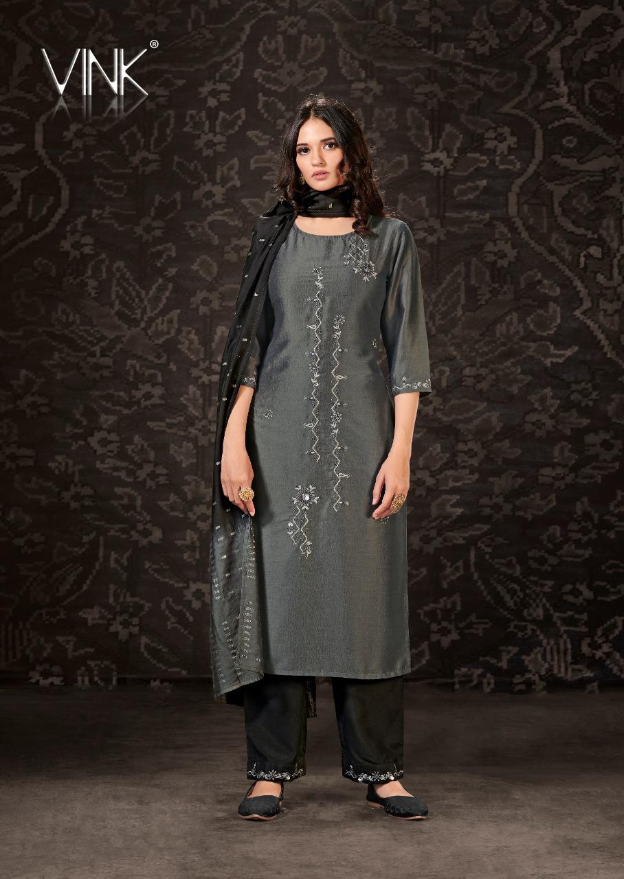 vink harmony viscose silk new and modern style kurti plazzo with jacquard dupatta catalog