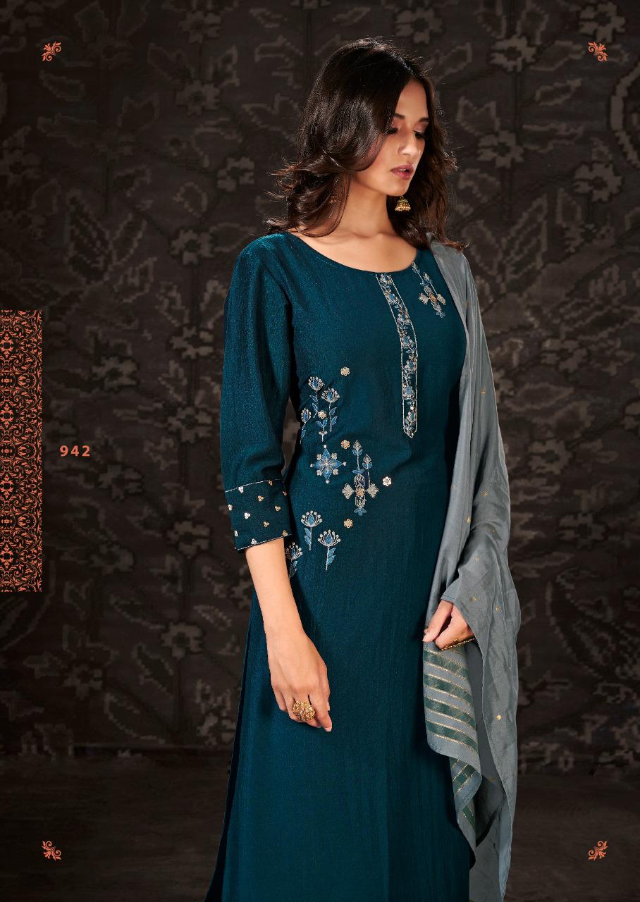 vink harmony viscose silk new and modern style kurti plazzo with jacquard dupatta catalog