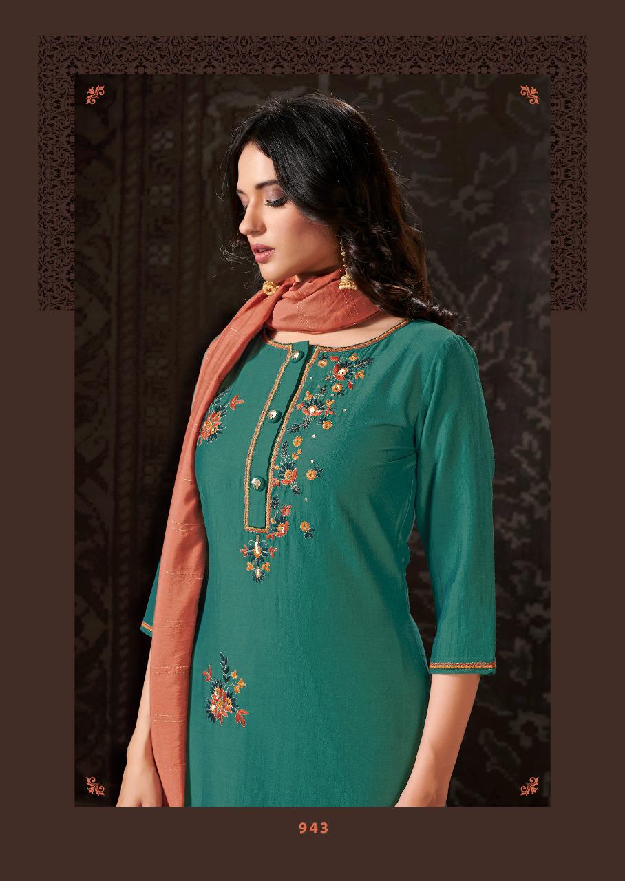 vink harmony viscose silk new and modern style kurti plazzo with jacquard dupatta catalog