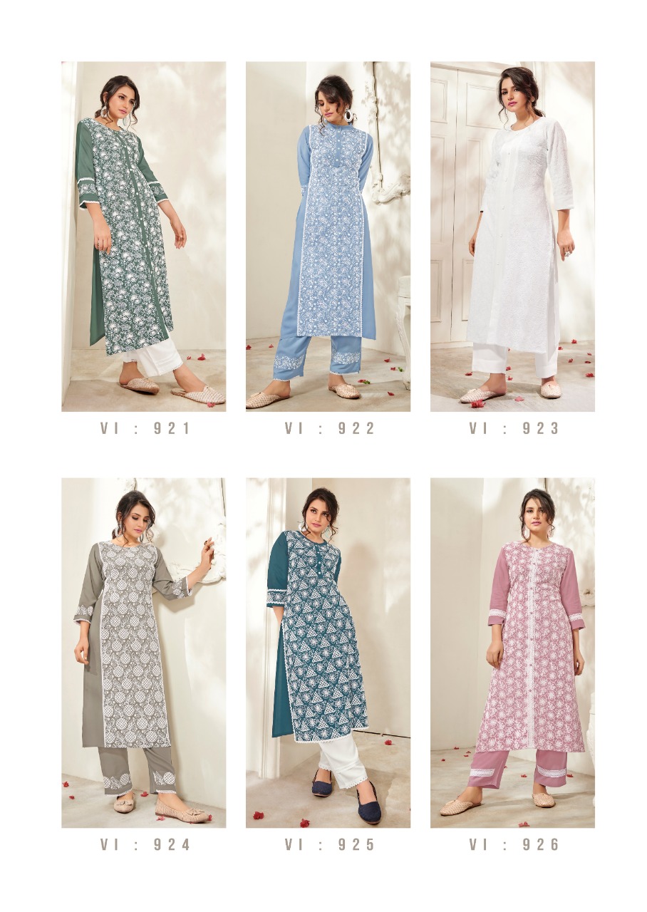 vink lucknowi 3 rayon  decent look kurti with bottom catalog