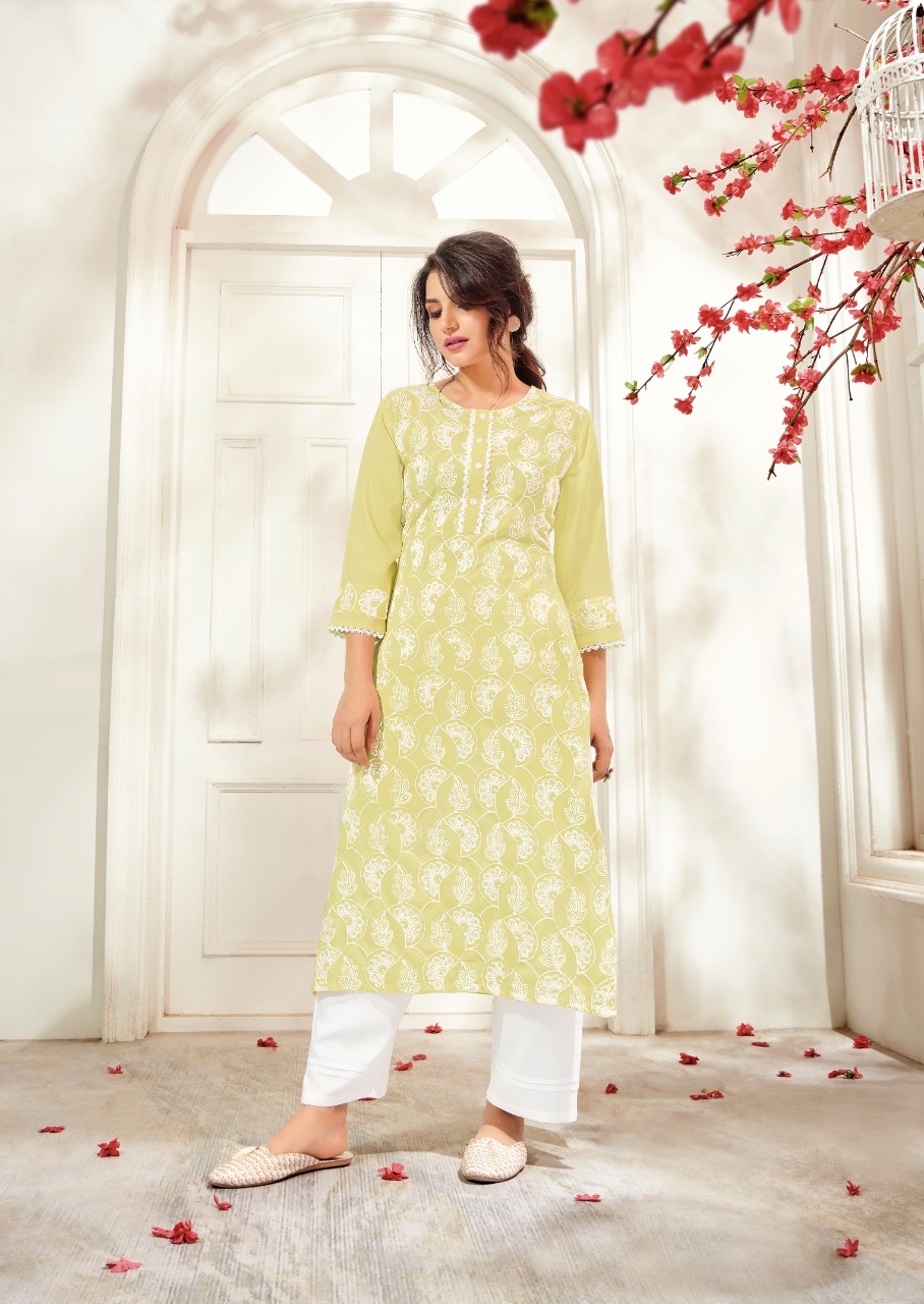 vink lucknowi 3 rayon  decent look kurti with bottom catalog