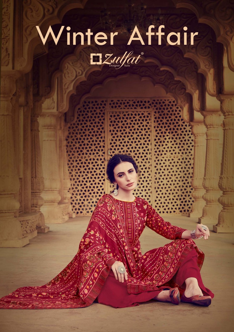 Zulfat Designer Suits winter affair vol 2 pashmina regal look Dupatta Pure Pashmina shawl salwar suit catalog