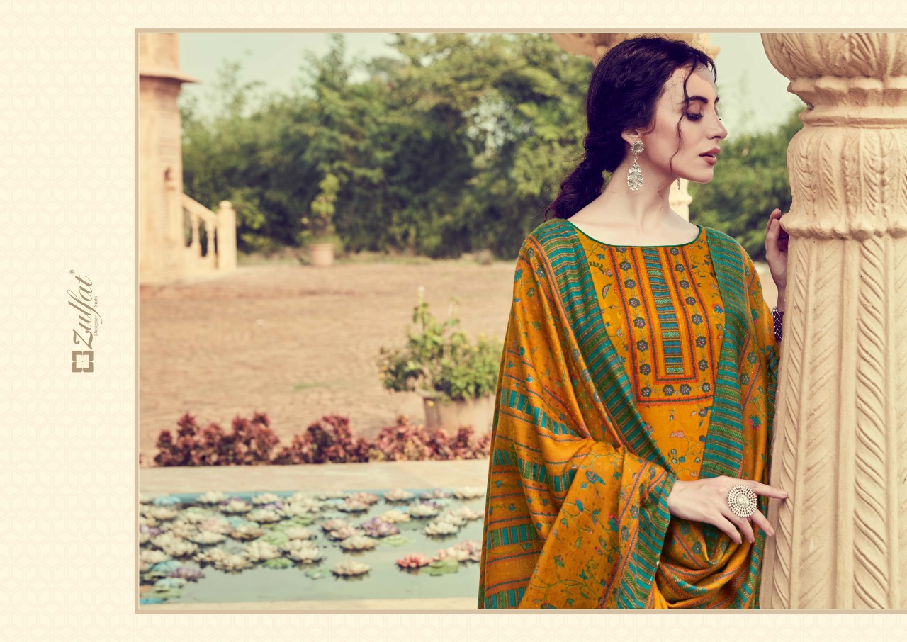 Zulfat Designer Suits winter affair vol 2 pashmina regal look Dupatta Pure Pashmina shawl salwar suit catalog