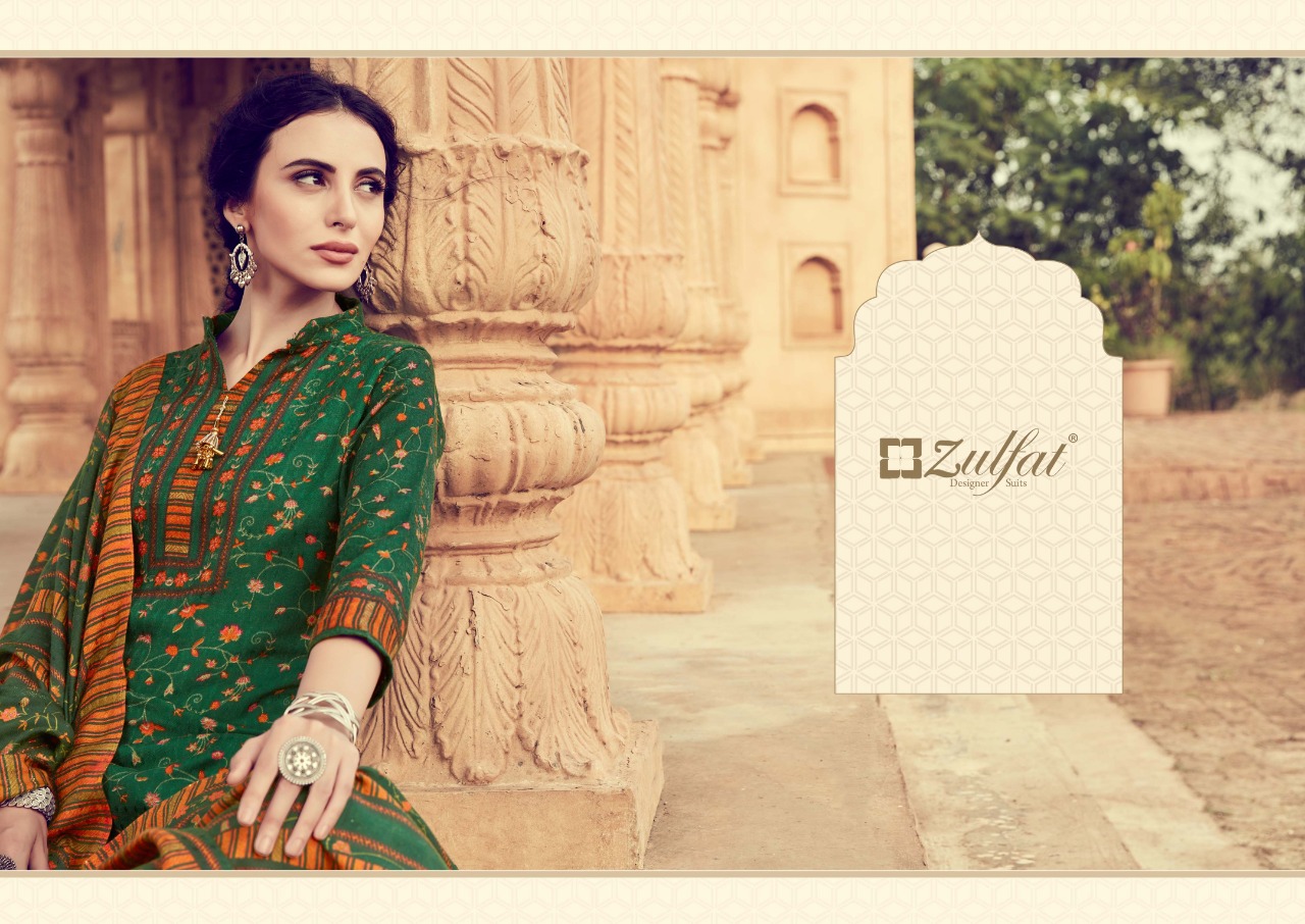 Zulfat Designer Suits winter affair vol 2 pashmina regal look Dupatta Pure Pashmina shawl salwar suit catalog