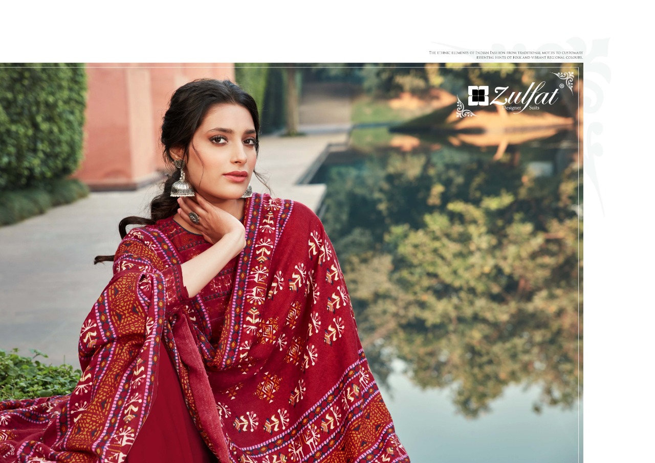 Zulfat Designer Suits winter breeze vol 2 pashmina atrective print  Dupatta Pure Pashmina shawl salwar suit catalog