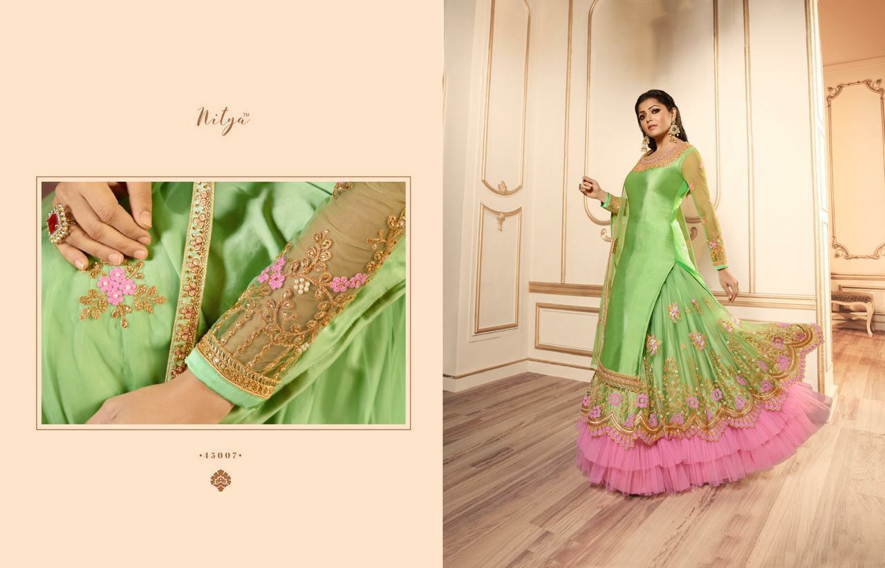 L T nitya vol 145 grendeur look lehnga catalog