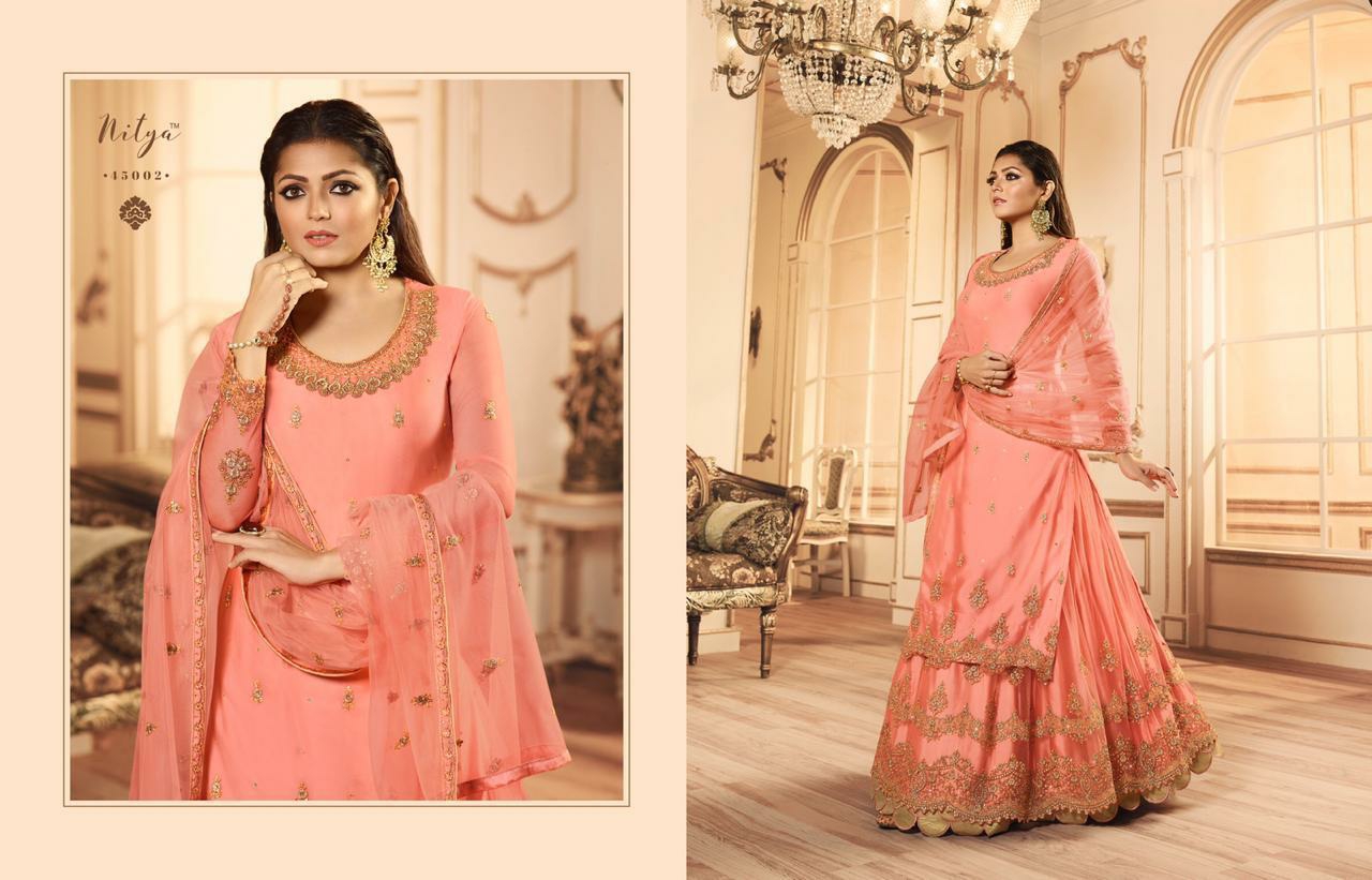 L T nitya vol 145 grendeur look lehnga catalog