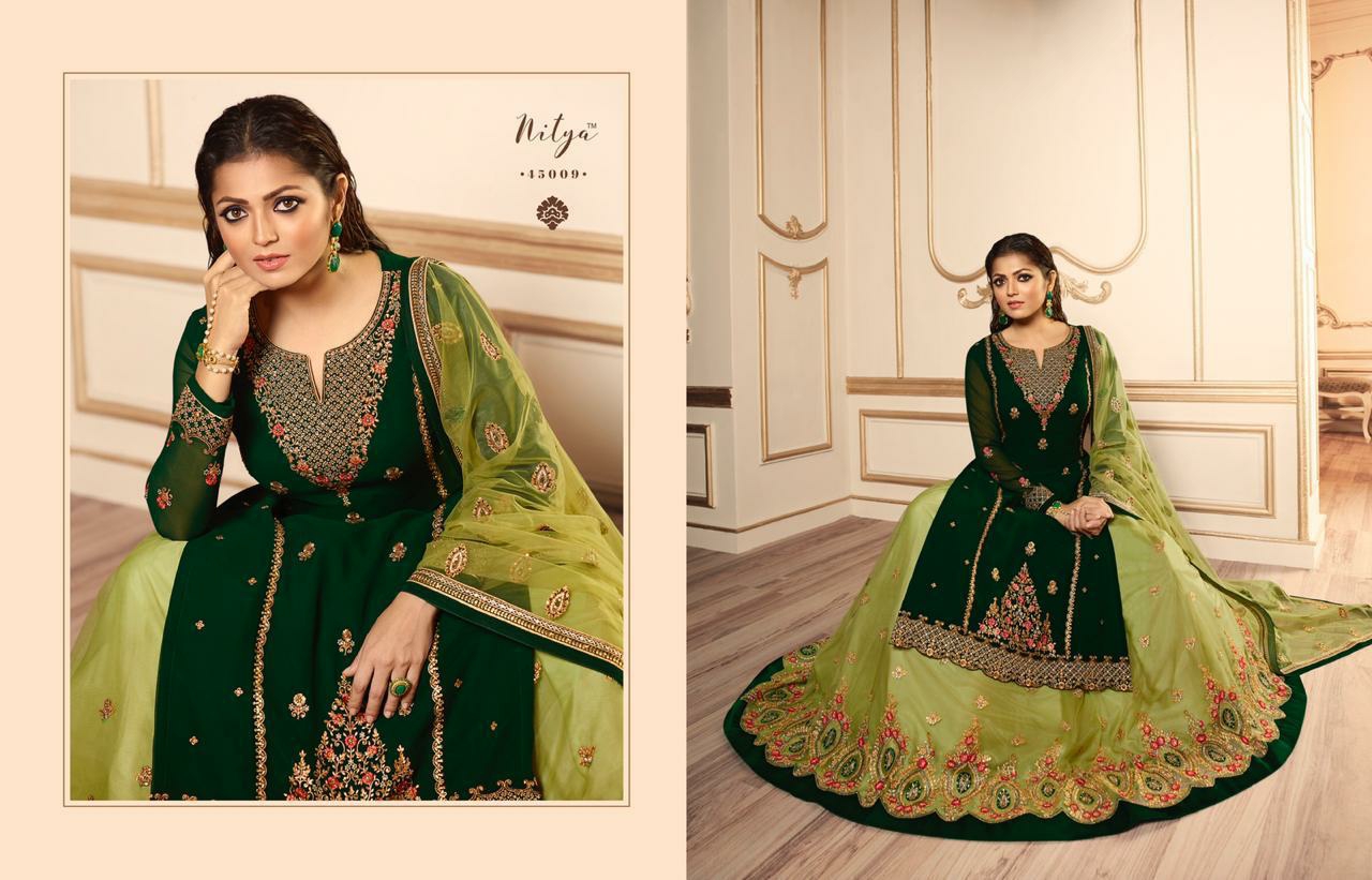 L T nitya vol 145 grendeur look lehnga catalog