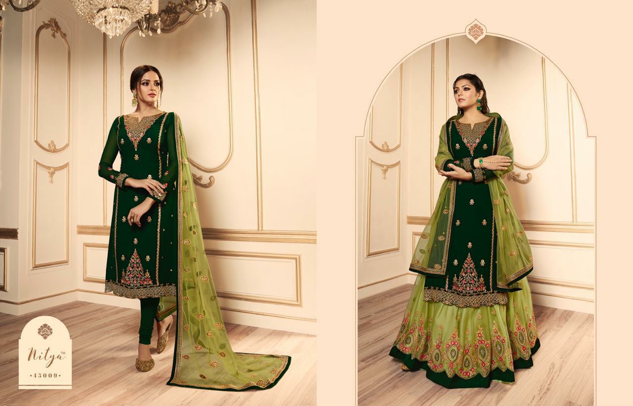 L T nitya vol 145 grendeur look lehnga catalog