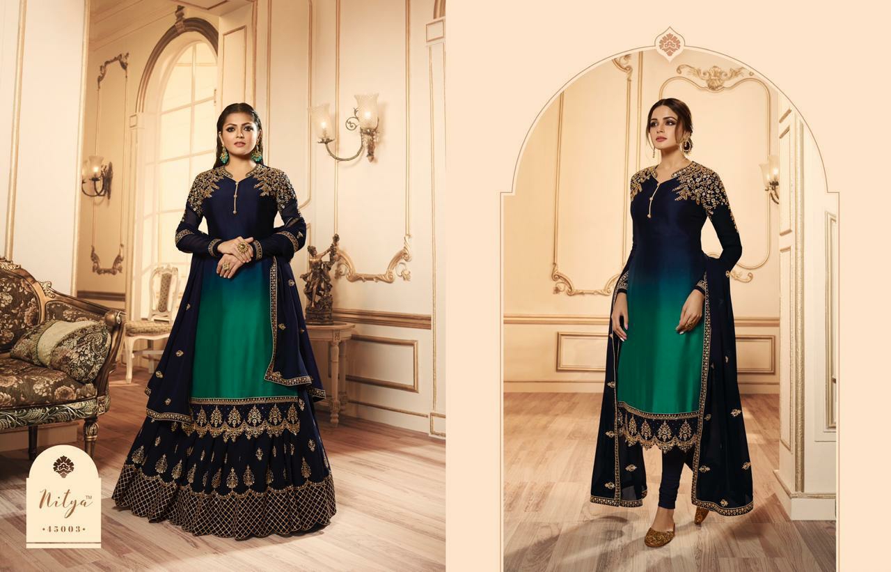 L T nitya vol 145 grendeur look lehnga catalog