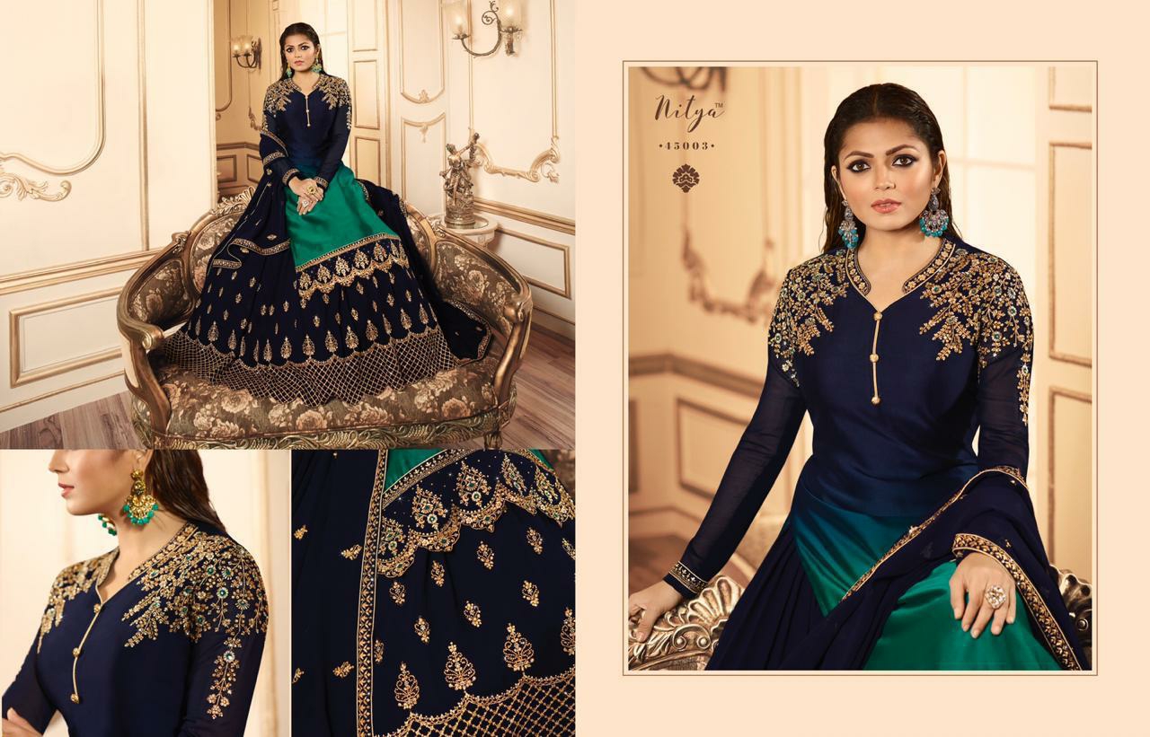 L T nitya vol 145 grendeur look lehnga catalog