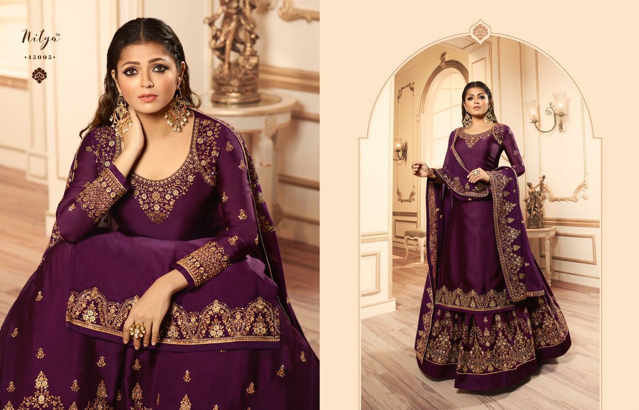 L T nitya vol 145 grendeur look lehnga catalog