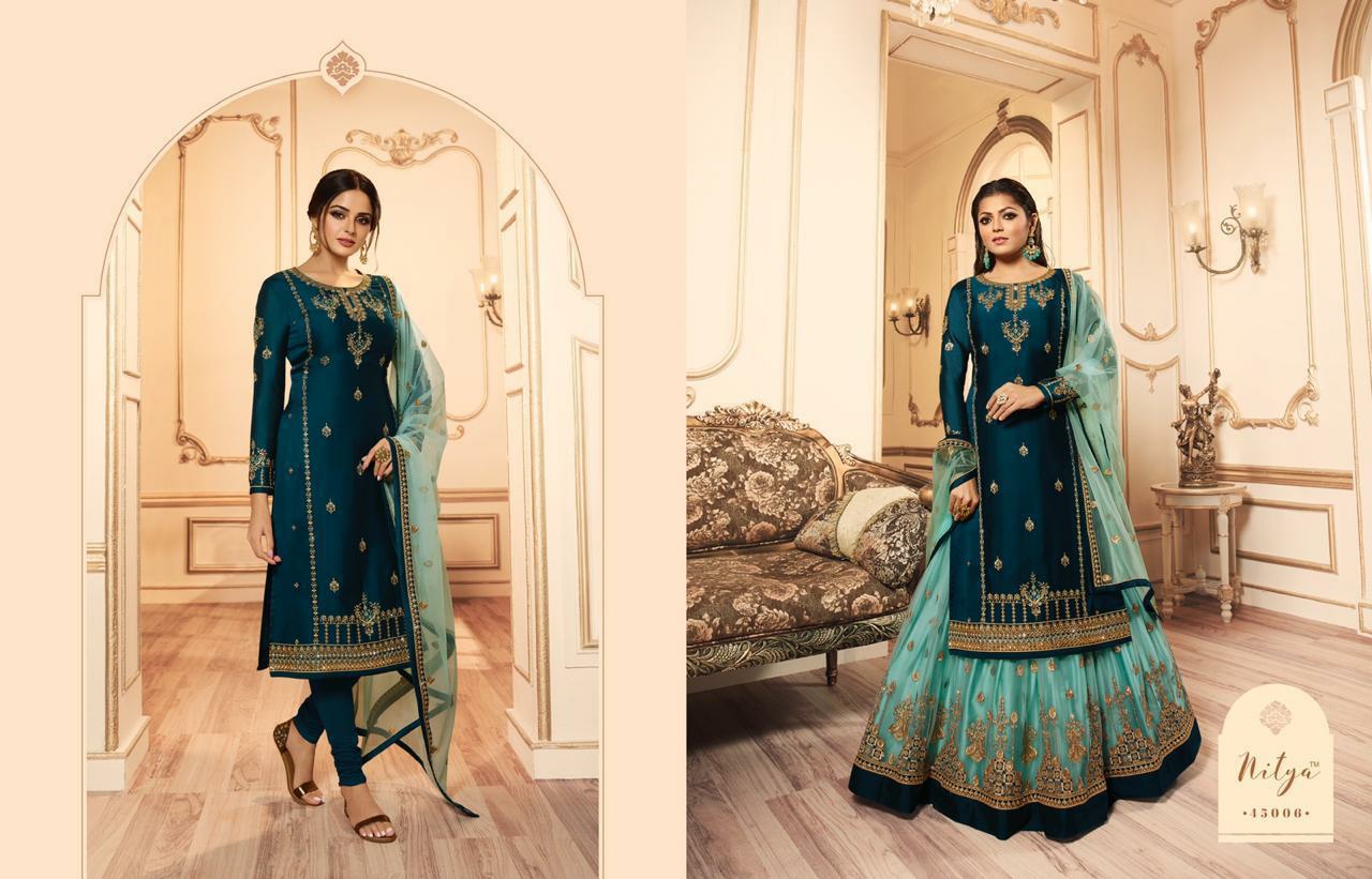 L T nitya vol 145 grendeur look lehnga catalog