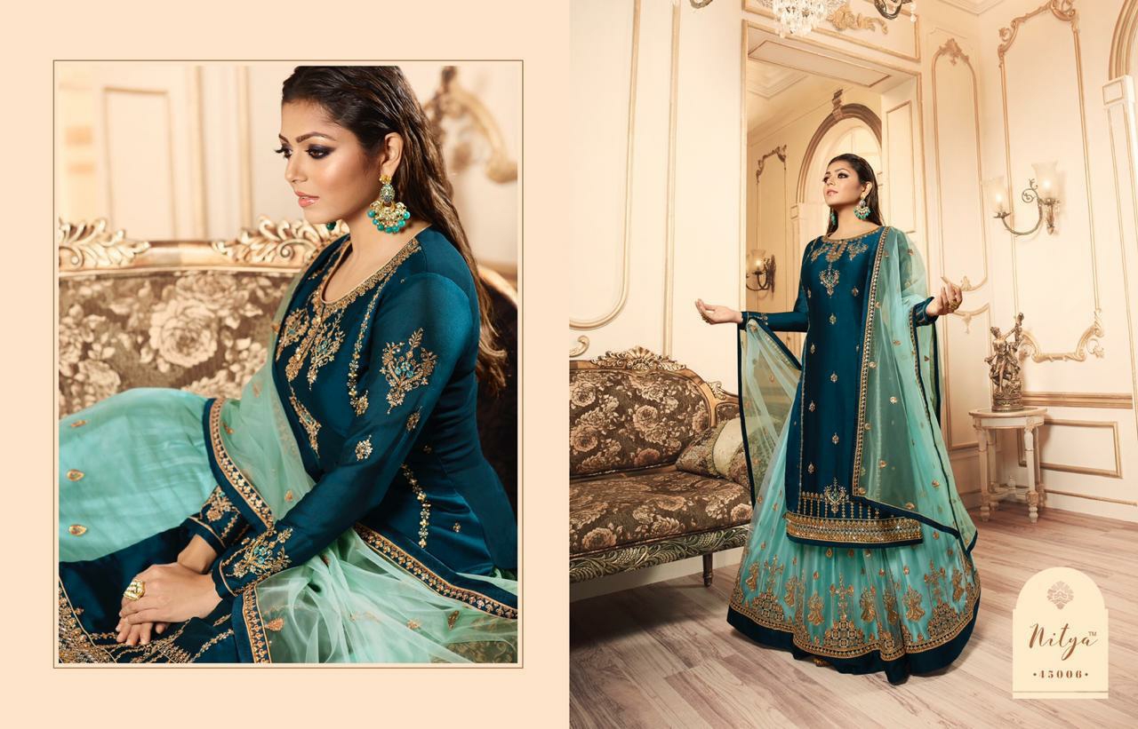 L T nitya vol 145 grendeur look lehnga catalog