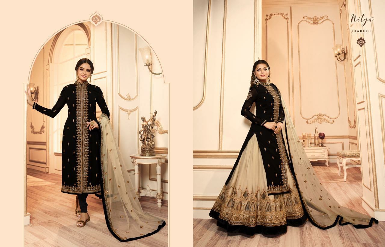 L T nitya vol 145 grendeur look lehnga catalog