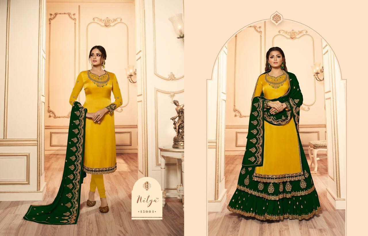 L T nitya vol 145 grendeur look lehnga catalog