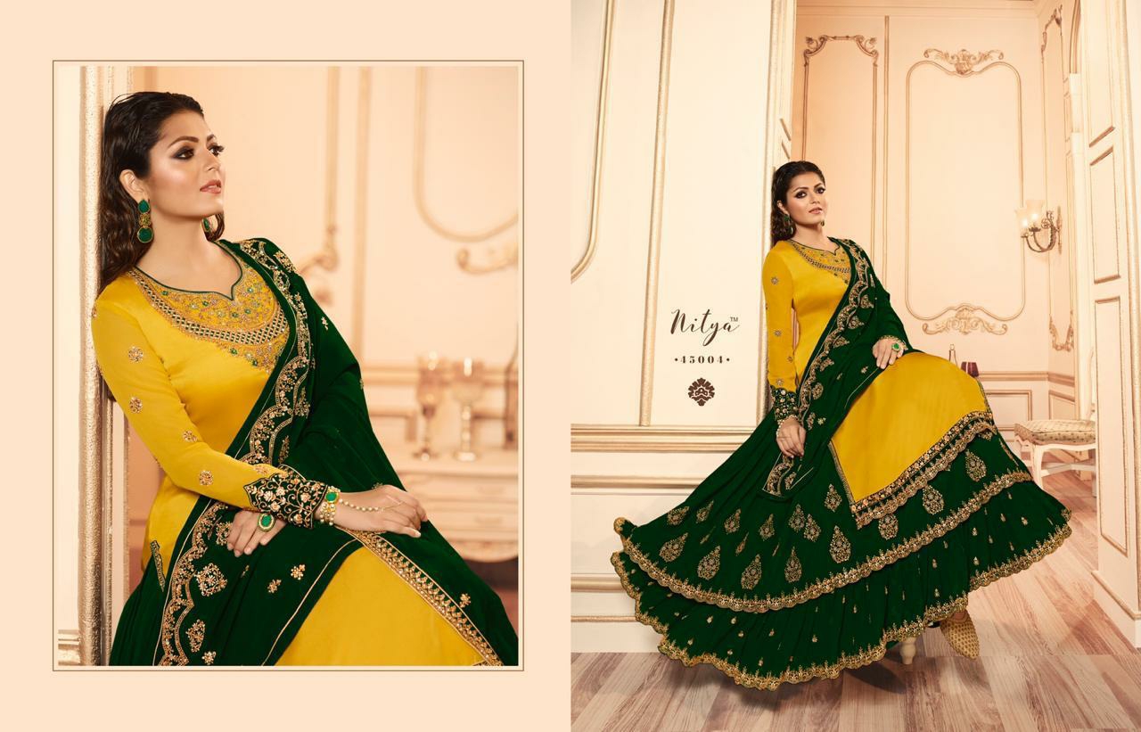 L T nitya vol 145 grendeur look lehnga catalog