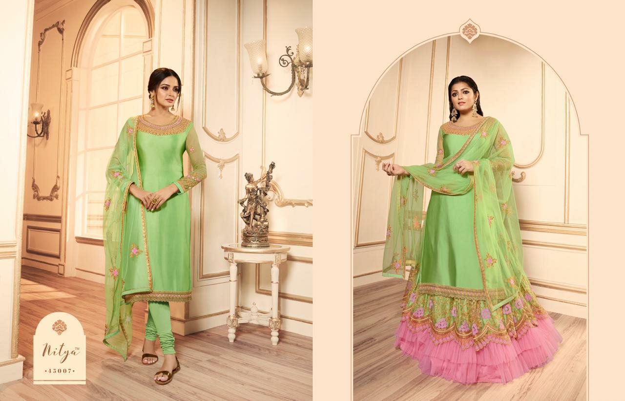 L T nitya vol 145 grendeur look lehnga catalog