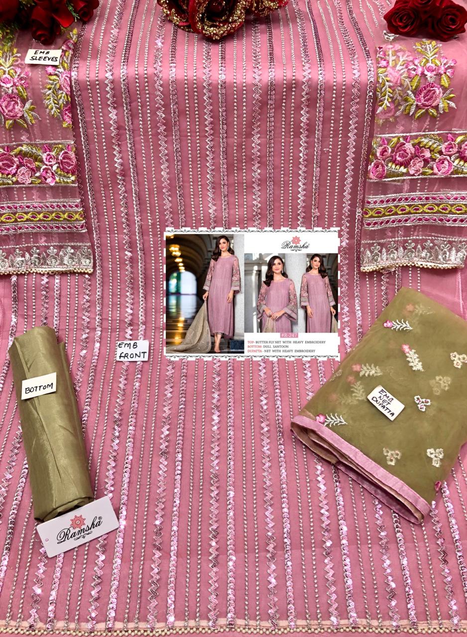 ramsha R-247 Salwar Kameez Net Singles