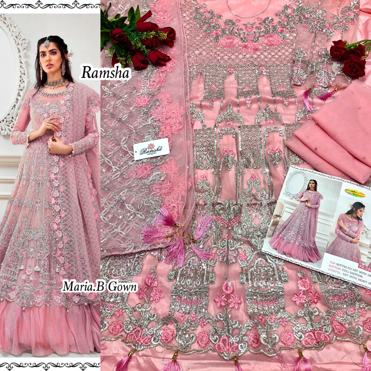 Ramsha R-244 C Salwar Kameez Butterfly net Singles