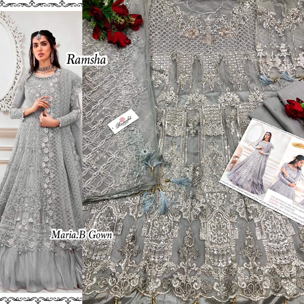 Ramsha R-244 B Salwar Kameez Butterfly net Singles