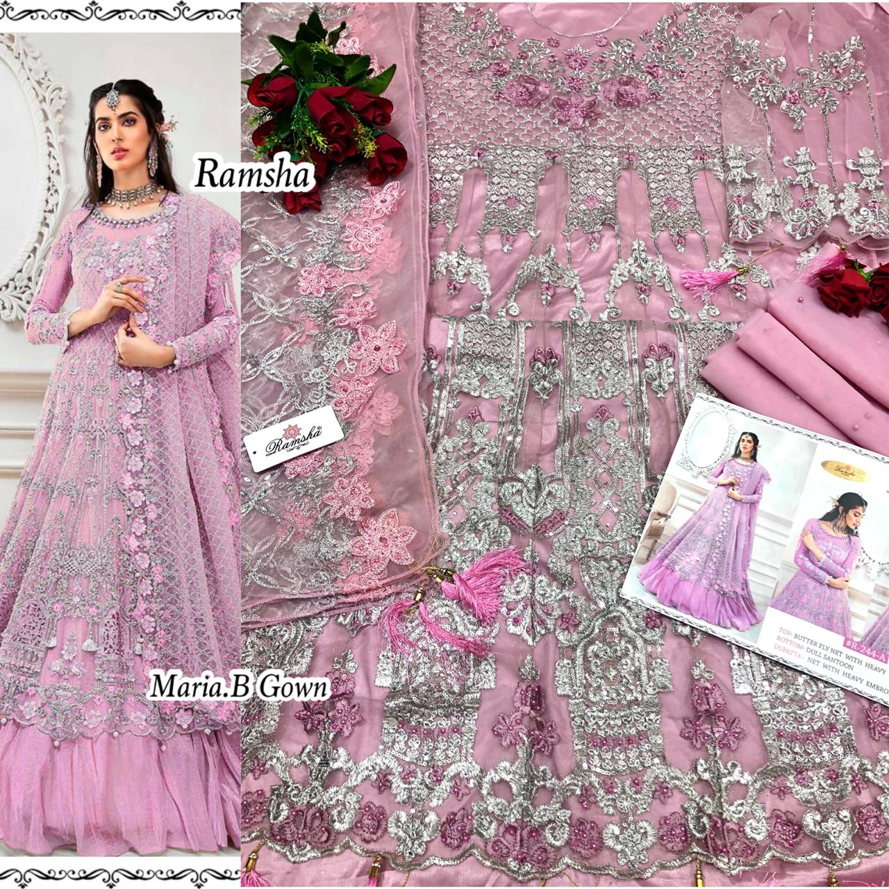 Ramsha R-244 A Salwar Kameez Butterfly net Singles