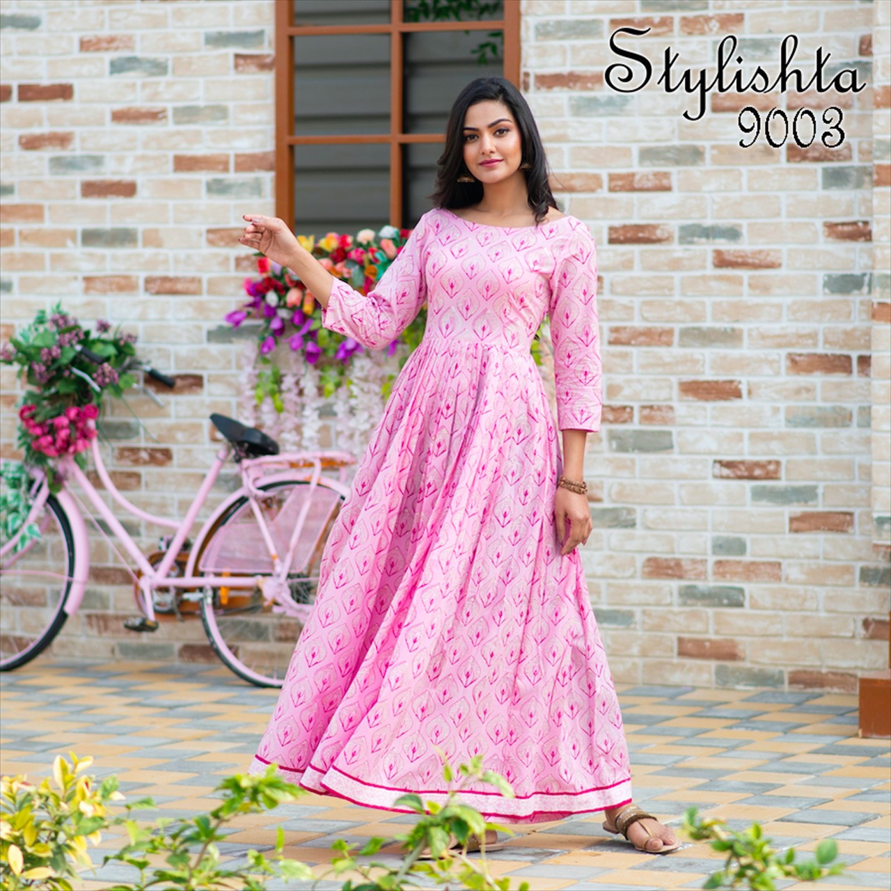 stylishta vol 9 series 9001 9004 Maslin Fabric frok style innovative style kurti catalog