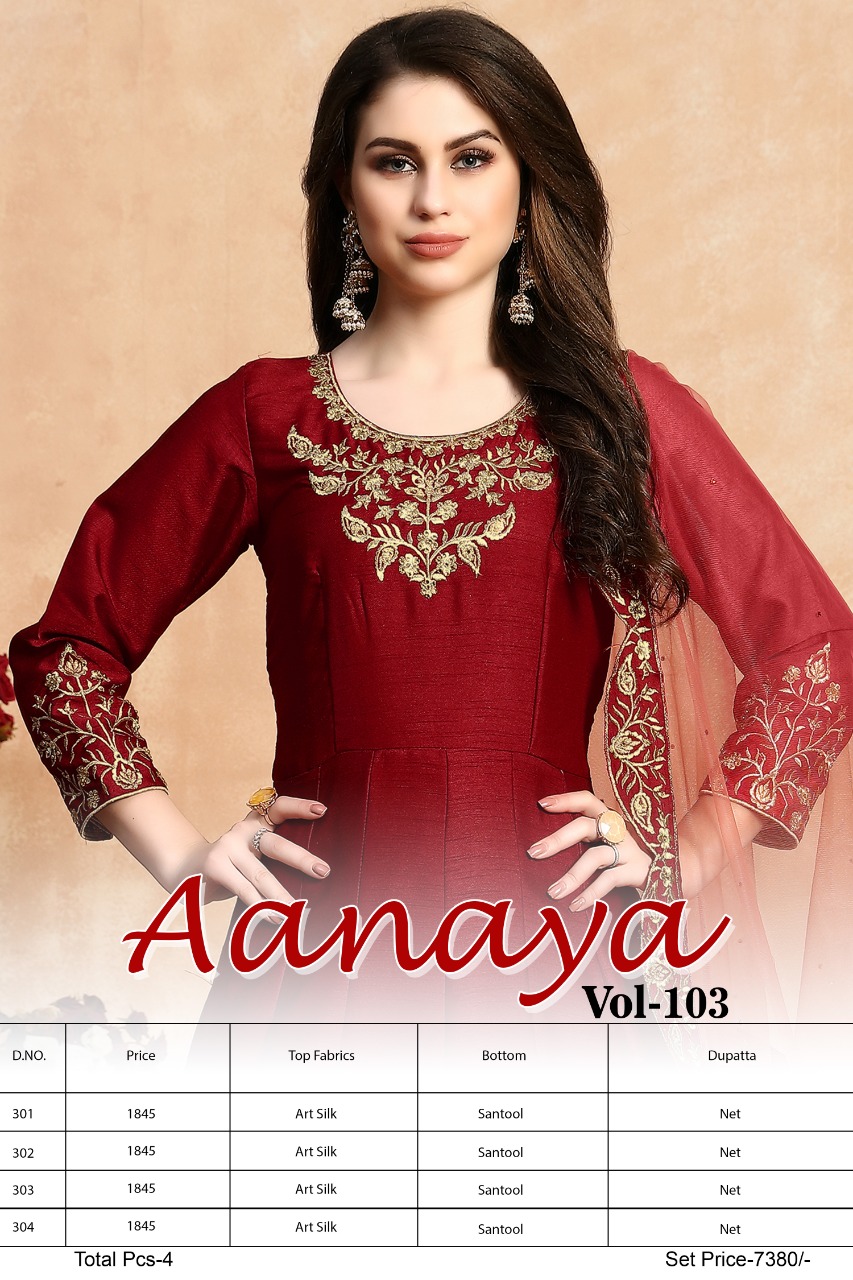 dani aanaya 300 series vol 103 silk regal look indo western catalog