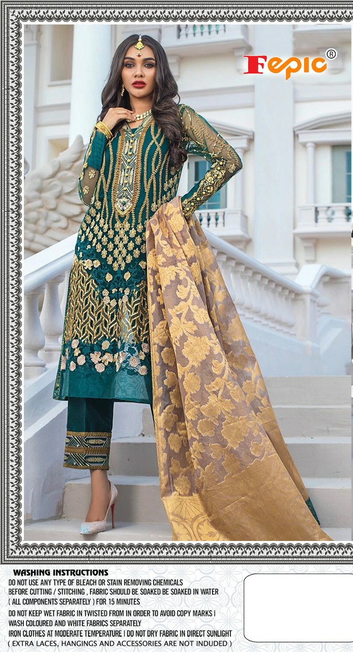 fepic rosemeen unstitched series d no 87001 organza elegant salwar suit