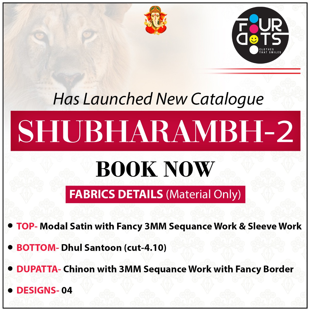 four dots shubharambh vol 2 satin decent look Dupatta Chinon With 3MM Sequance Work Work With Fancy Borde salwar suit catalog