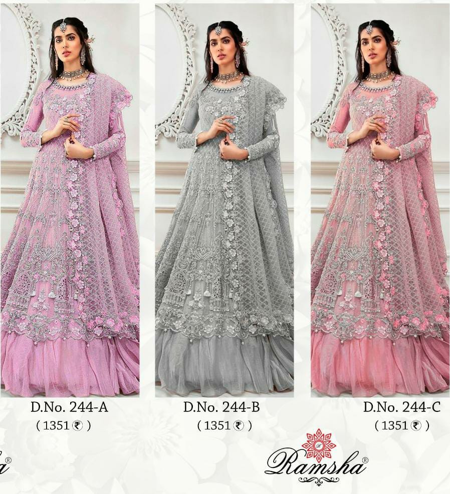 ramsha r 244 nx net gorgeous look salwar suit catalog