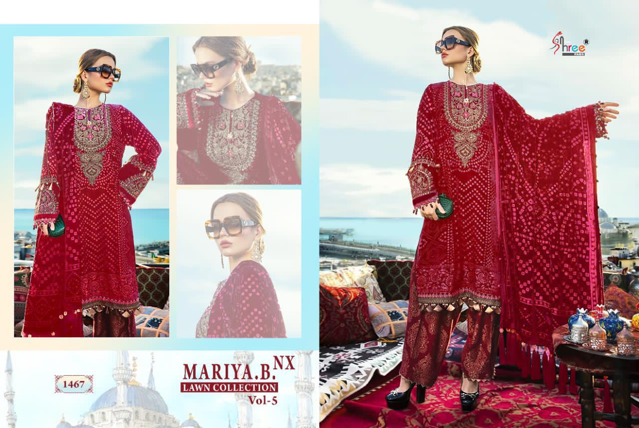 shree fab maria b lawn collection 05 jam cotton siffon dupatta catchy look salwar suit catalog