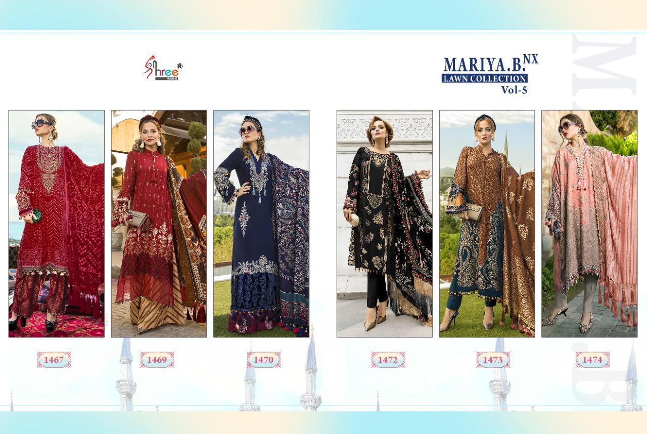 shree fab maria b lawn collection 05 jam cotton siffon dupatta catchy look salwar suit catalog