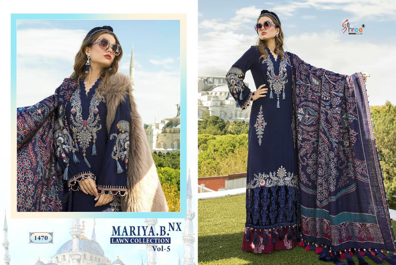 shree fab maria b lawn collection 05 jam cotton siffon dupatta catchy look salwar suit catalog