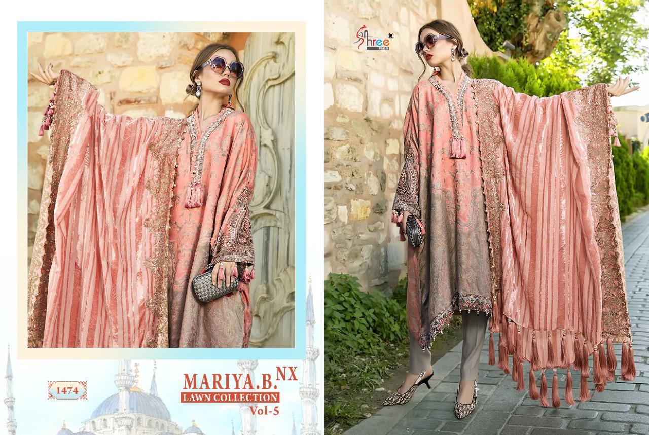 shree fab maria b lawn collection 05 jam cotton siffon dupatta catchy look salwar suit catalog