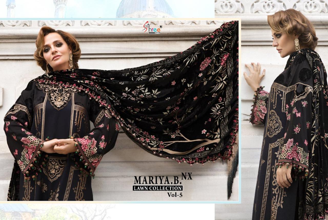 shree fab maria b lawn collection 05 jam cotton siffon dupatta catchy look salwar suit catalog