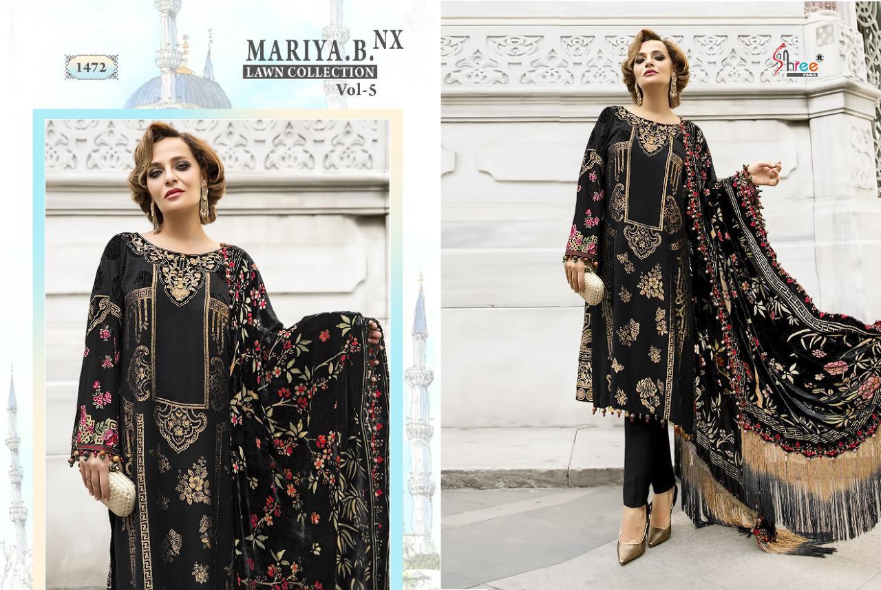 shree fab maria b lawn collection 05 jam cotton siffon dupatta catchy look salwar suit catalog