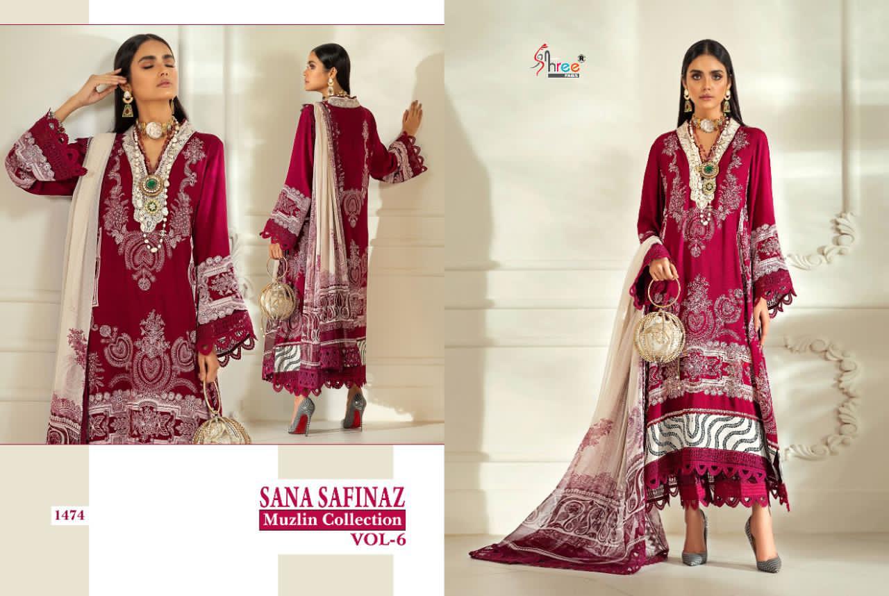 shree fab sana safinaz muzlin collection vol 6  attractive look silver dupatta salwar suit catalog