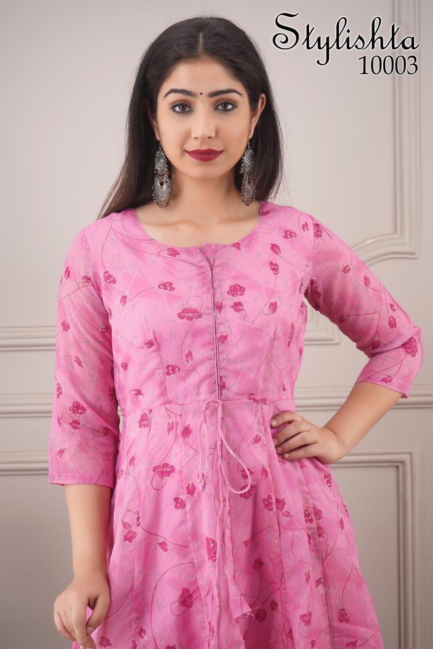 stylishta vol 10 series 10001 10004  Chanderi Fabric frok style attrective kurti catalog