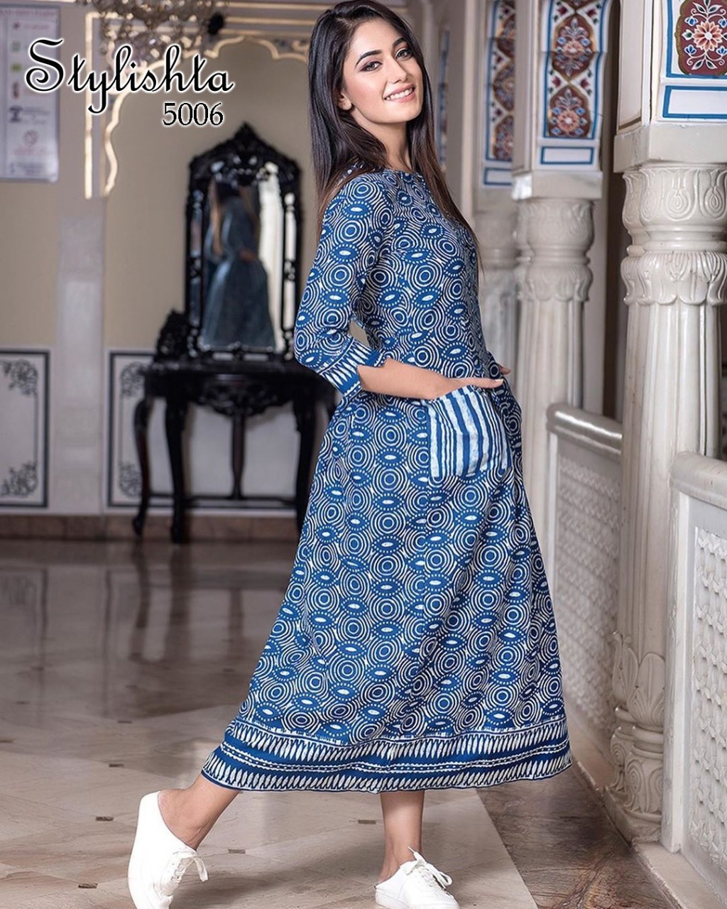 stylishta vol 3 series 5001 5006 Maslin Fabric frok style elegant look kurti catalog