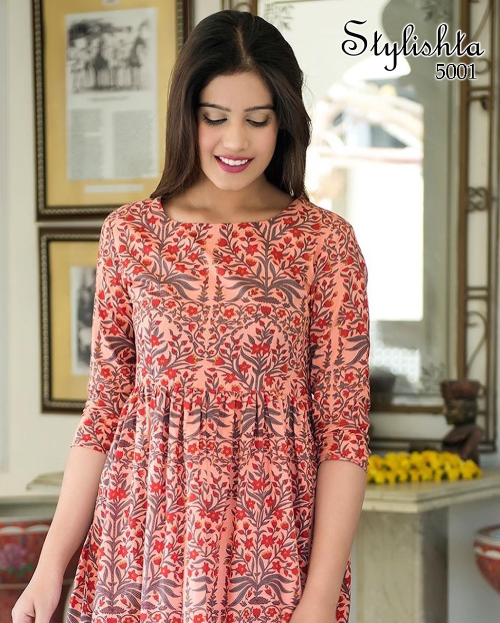 stylishta vol 3 series 5001 5006 Maslin Fabric frok style elegant look kurti catalog