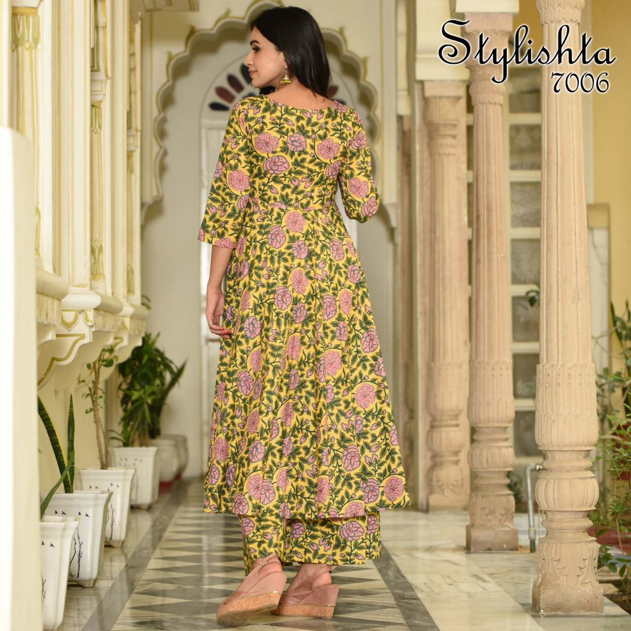 stylishta vol 7 series 7001 7004 Maslin Fabric frok style catchy look kurti catalog